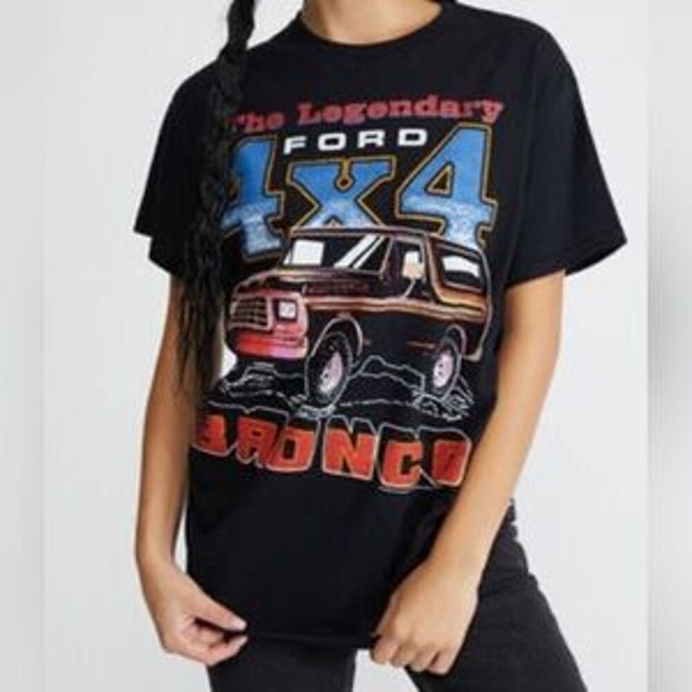 Junk Food Clothing Women’s Short Sleeve Ford Bronco Pullover Shirt Size‎ S Black